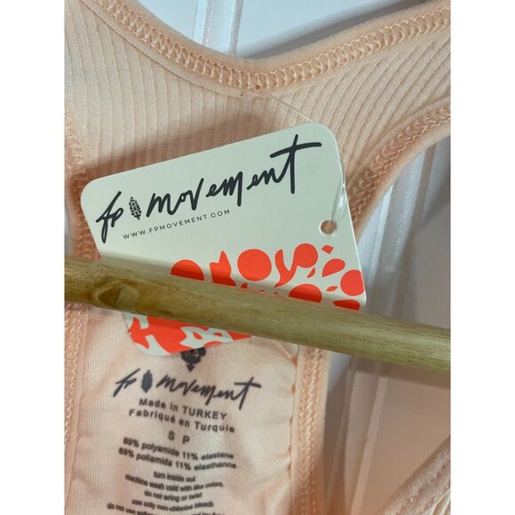 Free People Movement Peach Ribbed Racerback Crop Top S - Picture 8 of 13